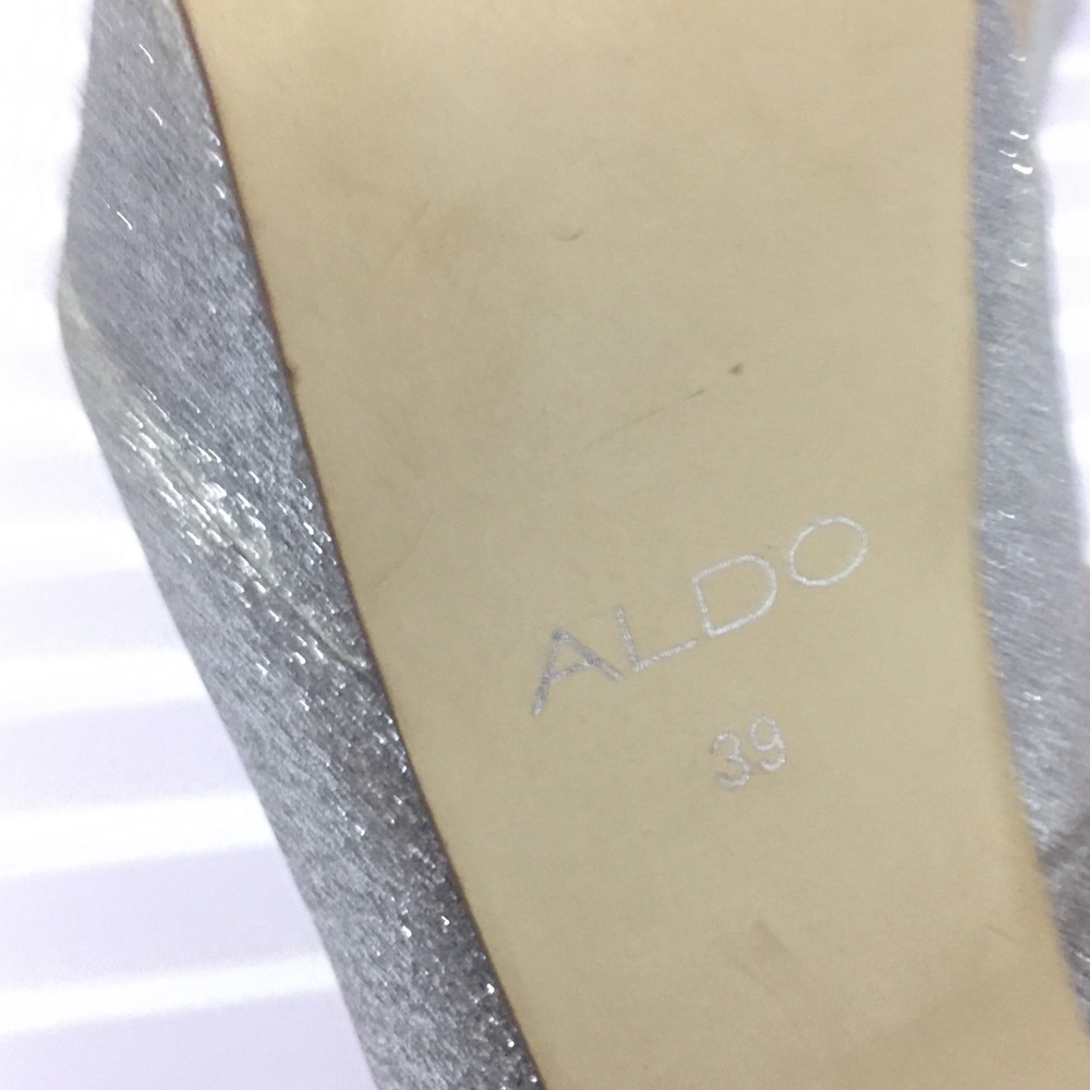 9 | 39 ALDO Silver Glitter Sparkly Platform Heels - Picture 6 of 6